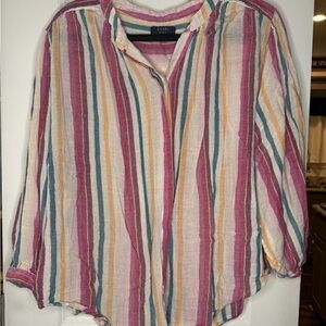 Kaari Blue Striped Pink and Blue Blouse